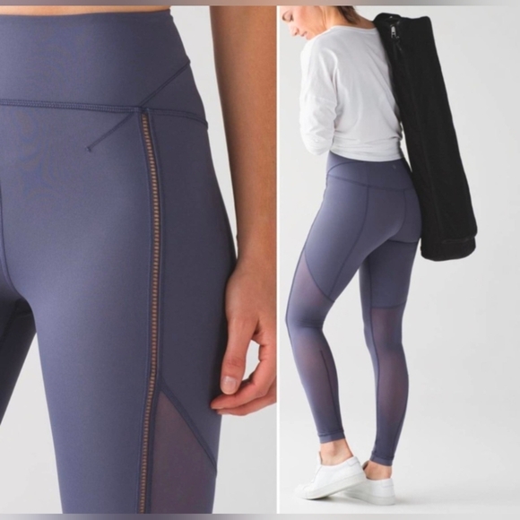 LULULEMON Sculpt It Tight 'Greyvy' (Purple-ish?) Semi-Sheer Panels Hi-Rise Sz 8 - Picture 2 of 12